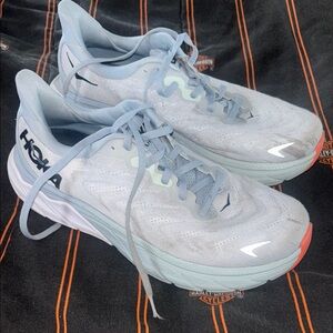 Hoka Athletic Shoes in Light Blue and White